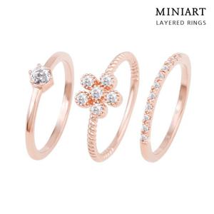 [미니아트] 프린세스 JR110 레이어드링 반지 3종 세트