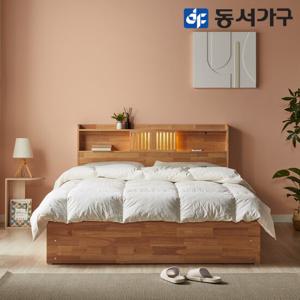 동서가구 이즈 우디 LED 원목 수납침대 매트제외 Q IHD016