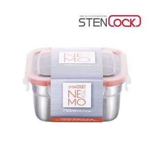 스텐락 네모 정사각 7호 750ml / 스텐 밀폐용기 찬통
