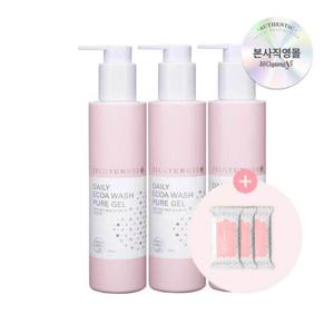 [선물세트] 질경이 여성청결제 에코아워시 퓨어젤 200ml x3개+페미닌티슈 x2개+팬티라이너(20개입)+선물쇼핑백