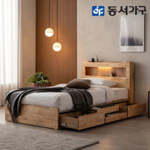 동서가구 이즈 트리 LED 원목 수납침대+40T라텍스매트 SS IHD054