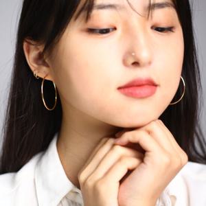 14K골드 5CM 민자 후프링귀걸이 파이프링