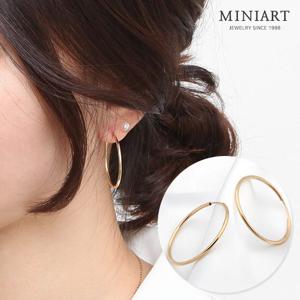 [미니아트]14K 골드필드 파이프 링 데일리 후프 귀걸이 30mm