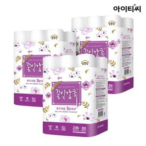 아이티씨 천연펄프3겹 꽃잎감촉 화장지 30롤3팩