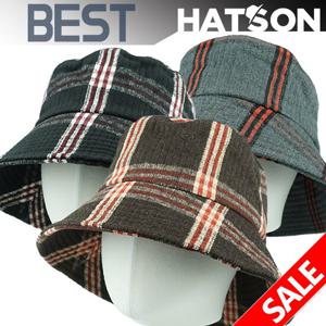 [햇츠온]HatsON 여성 벙거지 체크 버킷햇 챙 햇 모자 H1-3303 AA