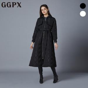 GGPX  케이프 다이아 퀼팅 벨티드 웰론 롱 패딩 점퍼 (GOCJP008F)