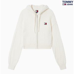 [타미진]여성 TOMMY 뱃지 후드집업 케이블 가디건