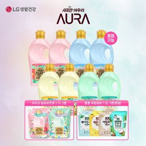 샤프란 아우라 섬유유연제 1L x 8통+1700mL×2개+퐁퐁1종(랜덤)