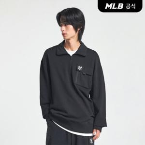 [MLB공식] 베이직 고프코어 우븐믹스 아노락 맨투맨 NY (Black)