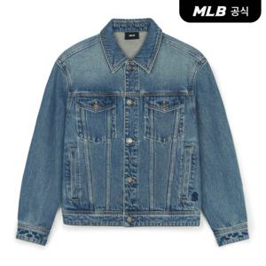 [MLB공식] 베이직 빈티지 레터링 데님 트러커자켓 NY (Indigo)