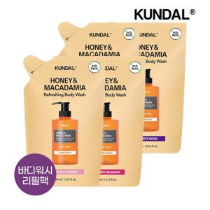 쿤달 허니 앤 마카다미아 퓨어 바디워시 리필팩 400ml x4개