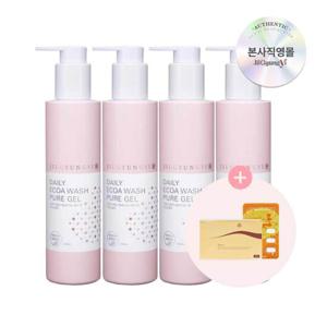 [선물세트] 질경이 여성청결제 에코아워시 퓨어젤 200ml x4개+알약형 여성청결제 오리지널(6개입)+선물쇼핑백