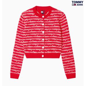 타미진 여성 TOMMY 레터링 스크립트 단추 가디건