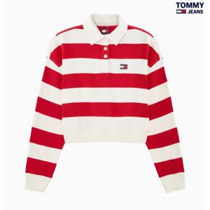 타미진 여성 캐주얼 TOMMY 뱃지 볼드 스트라이프 폴로티