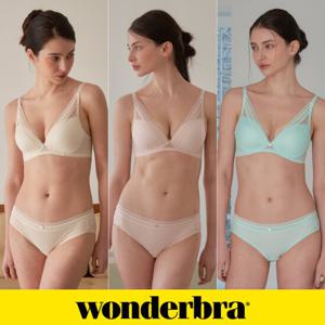 [Wonderbra] 딥브이 브라팬티 6종 라이트민트+크림+라이트피치 WBW4M535455_T