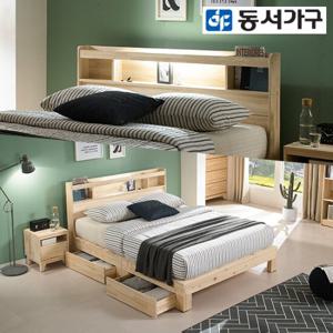 동서가구 알로 LED 편백 서랍형 Q침대+독립매트리스 DF639392