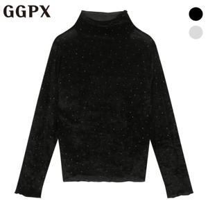 GGPX  벨벳 큐빅 폴라 블라우스 (GOBSH013F)