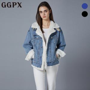 GGPX  버클 카라 에코퍼 배색 윈터 데님 자켓 (GOBJK039F)