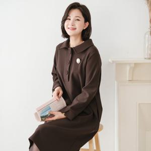 (~99size)단아한 단작 카라넥 기모 미디 원피스 2col