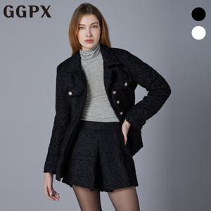 GGPX  더블카라 부클 트위드 자켓 앤 플리츠 미니 스커트 셋업 (GOCOP036F)