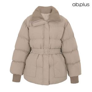 [ab.plus] 골지 배색 포인트 벨티드 패딩 점퍼 (LSZ1MU81A)