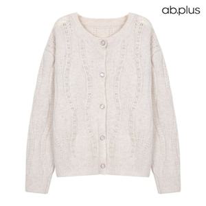 [ab.plus] 라운드넥 진주 버튼 디테일 가디건 (LSZ1MY32A)