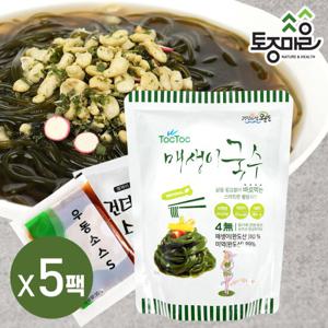 [토종마을]톡톡 매생이국수 우동식 180g X 5팩(5인분)_13kcal 간편식_미역국수_저칼로리국수_해조국수_해초국수_저칼로리비빔국수