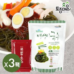 [토종마을]톡톡 매생이국수 비빔국수 180g X 3팩(3인분)_13kcal 간편식_미역국수__미역국수_저칼로리국수_해조국수_해초국수_저칼로리비빔국수