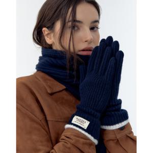 헤지스 액세서리 24FW 스마트폰 터치Cashmere Blended 네이비 라인배색 캐시미어혼방 핑거홀 장갑 HIGV4F704N3