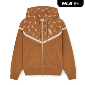 [MLB공식] 다이아 모노그램 자카드 배색 후드집업 BOS (Camel)