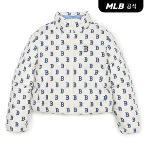 [MLB공식] 여성 클래식 모노그램 프린트 크롭패딩 BOS (White)