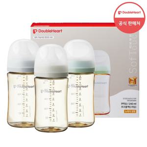 [더블하트] 모유실감 3세대 PPSU 모먼트 240ml 트리플팩 (노꼭지)