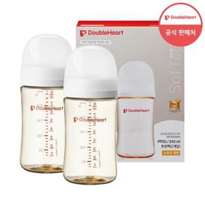 [더블하트] 모유실감 3세대 PPSU 제뉴인화이트 240ml 트윈팩 (노꼭지)