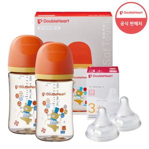 [더블하트] 3세대 240ml 디어프렌즈 트윈팩(젖병2개) + 젖꼭지 2개