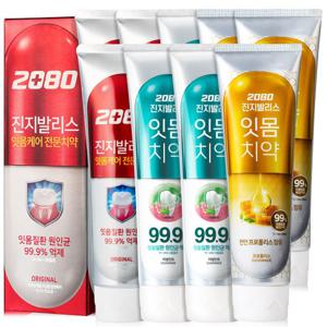 2080 진지발리스 충치 잇몸 토탈케어 대용량 치약 3번들X3개 (오리지날,허벌민트,프로폴리스)