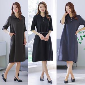 [윈드본] [~2XL] 인견 러프 카라 7부소매 원피스 빅사이즈 엄마옷 3종 택1