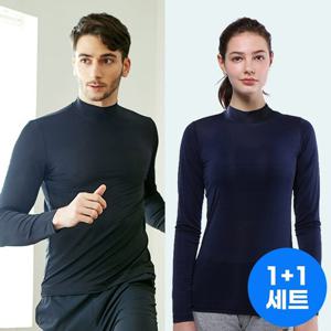 1+1세트 남녀공용 크레오라 스판원단 긴팔 골프이너티셔츠 IGP2401T2