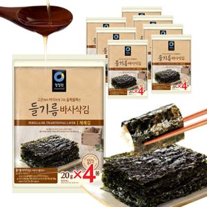 청정원 들기름 바사삭김 20g X 4봉 X 8개 (총 32봉)(전장김/재래김)