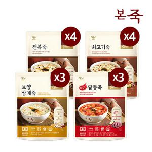 본죽 보양죽 330g 4종 14팩(쇠고기죽4,전복죽4,삼계죽3,짬뽕죽3)