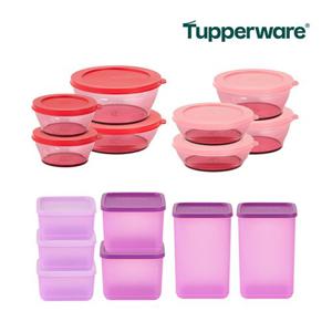 [Tupperware] 타파웨어 매직세트 총 15종(크리스탈 서빙용기 8개+보관용기 7개)