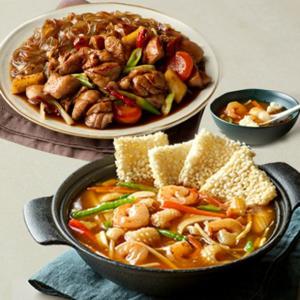 [애슐리][냉장]당면 듬뿍 매콤 안동찜닭 852g 2인분x1팩 + 해물 누룽지탕 698g 2인분x1팩