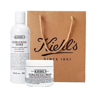 [Kiehls] 키엘 보습 기프트 세트(울트라 훼이셜 크림 125ml 1개 + 울트라 훼이셜 토너 250ml 1개 + 쇼핑백)