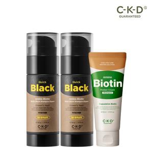 종근당건강 CKD 아미노비오틴 퀵블랙 염색샴푸 엑스퍼트 150g 2개+단백질크림샴푸 80ml