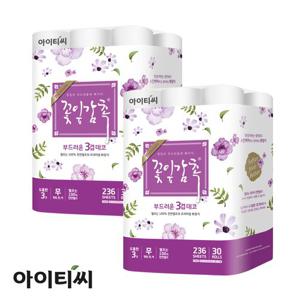 [아이티씨] 꽃잎감촉 3겹화장지 27m X 30롤 X 2팩