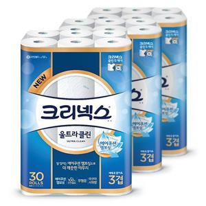 크리넥스 화장지 울트라 클린 25m 30롤 x3팩