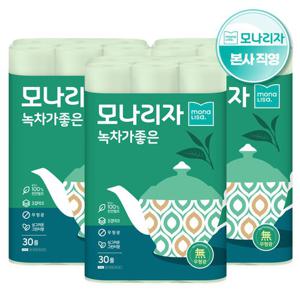 모나리자 녹차가좋은 3겹 30M*30롤 3팩 (총90롤) 천연펄프 화장지