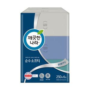 깨끗한나라 소프티 미용티슈 250매*6입