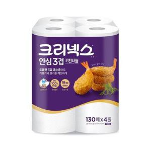 유한킴벌리 크리넥스 안심 프리미엄 3겹 키친타올 130매*4롤