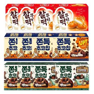 청우 쫀득초코칩 90g 4곽+찰떡쿠키 107.5g 4곽+쫀득초코칩커피 90g 4곽