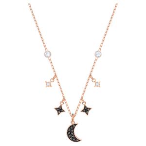 Symbolica 네크리스, 달&별, 블랙, 18K 로즈 골드 피니시